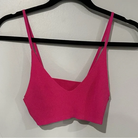 Jacquemus Pink Valensole Ribbed Knit Bralette Top Pink - Picture 2 of 9